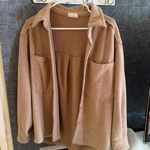 Tan Corduroy Button-Up Shirt